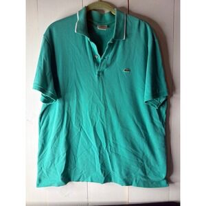 Lacoste Mens Size 7 XXL Green Cotton Pique Tipped Polo F8330